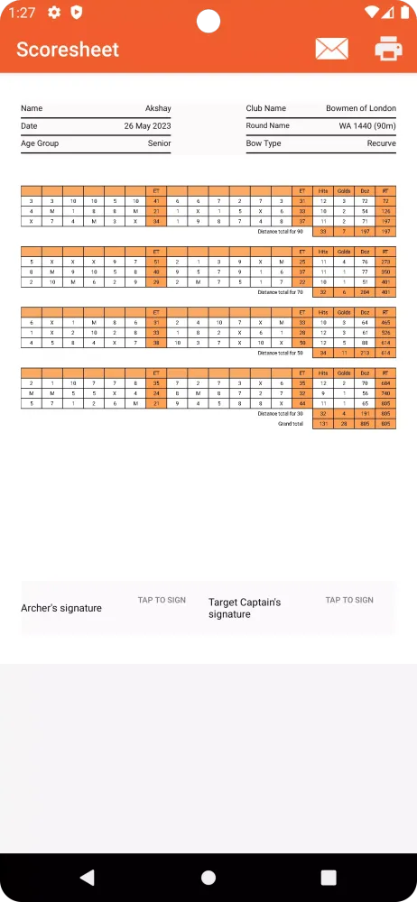Archery Scoresheets Ekran Görüntüleri