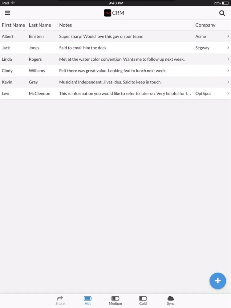 Capturas de pantalla de CRuM CRM iPad 