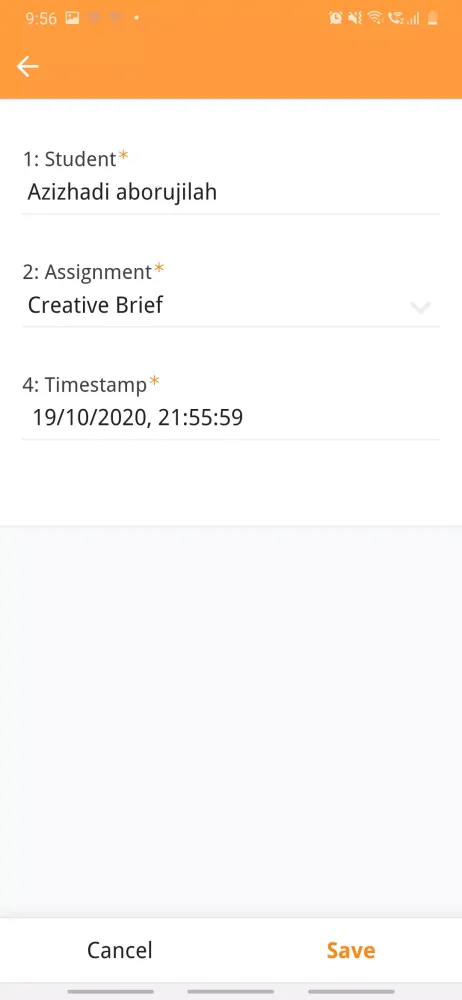 Capturas de tela do Assignment Tracker