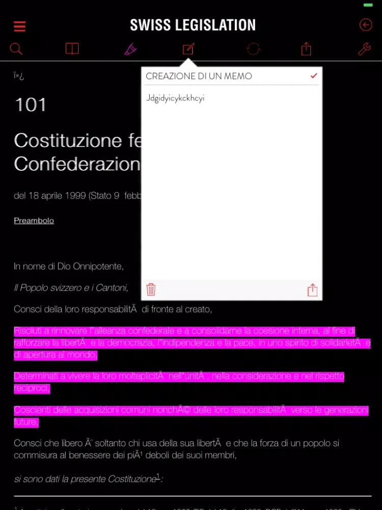 Tangkapan layar Swiss Legislation iPad 