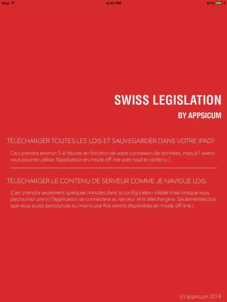 Tangkapan layar Swiss Legislation iPad 