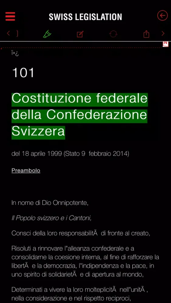 Tangkapan layar Swiss Legislation