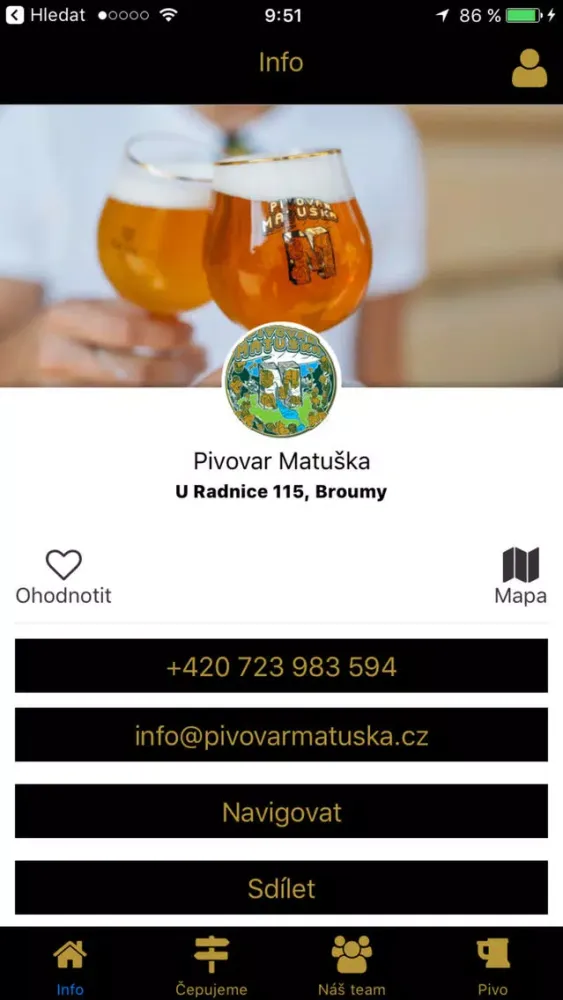 Ảnh chụp màn hình của Pivovar Matuška