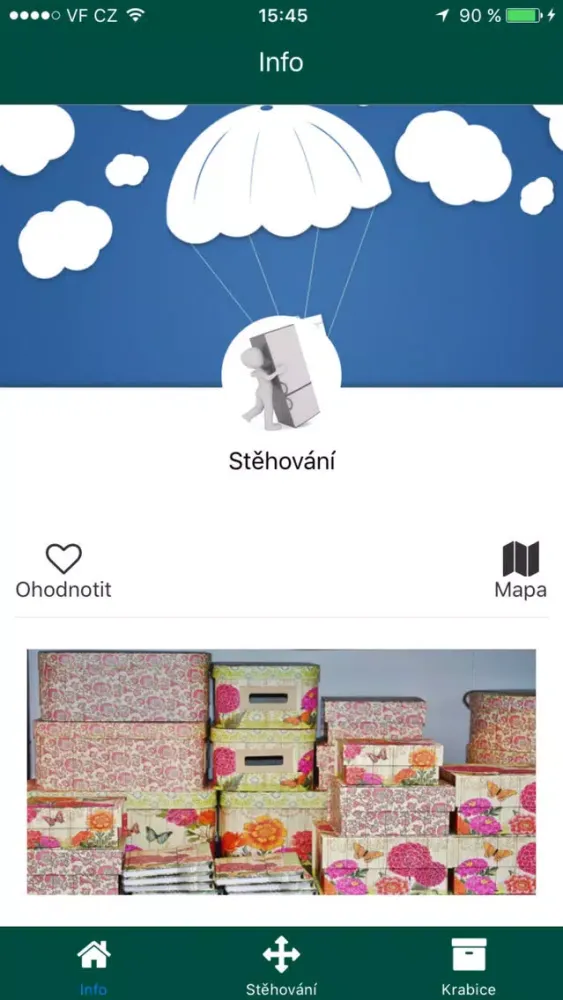 Stěhování سکرین شاٹس