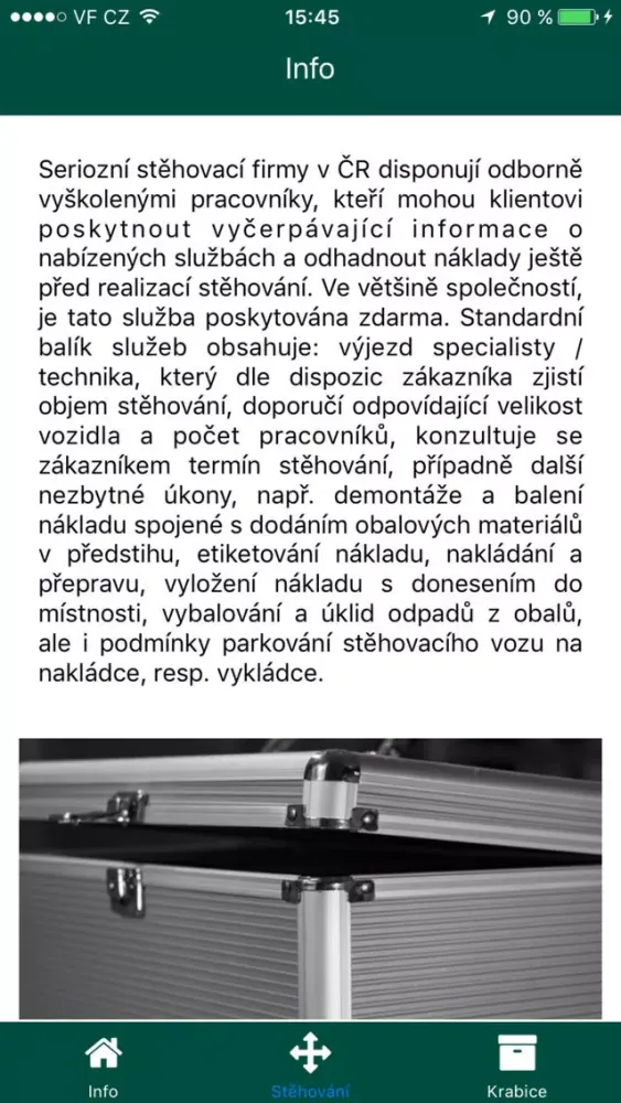 Stěhování سکرین شاٹس