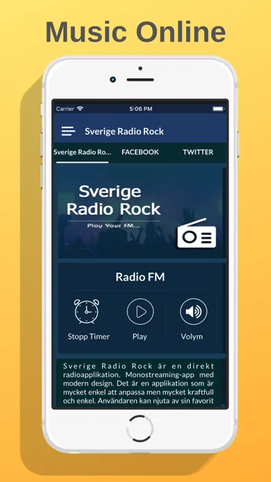 Capturas de tela do Sverige Radio Rock