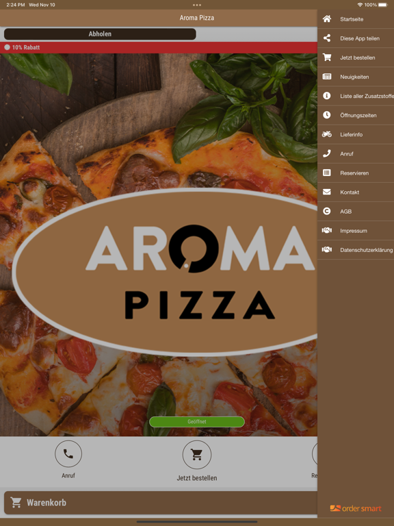 Ảnh chụp màn hình của Aroma Pizza iPad 
