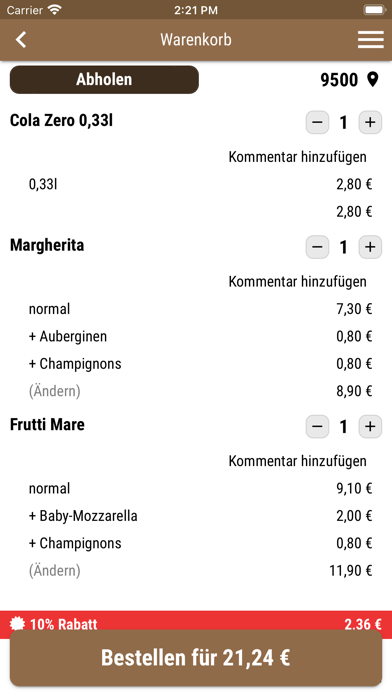 Ảnh chụp màn hình của Aroma Pizza