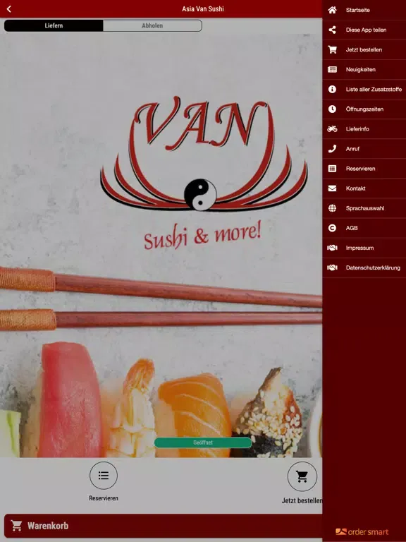 Capturas de tela do Asia Van Sushi iPad 
