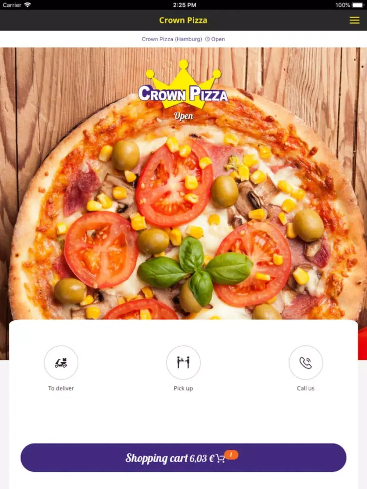 Tangkapan skrin Crown Pizza iPad 