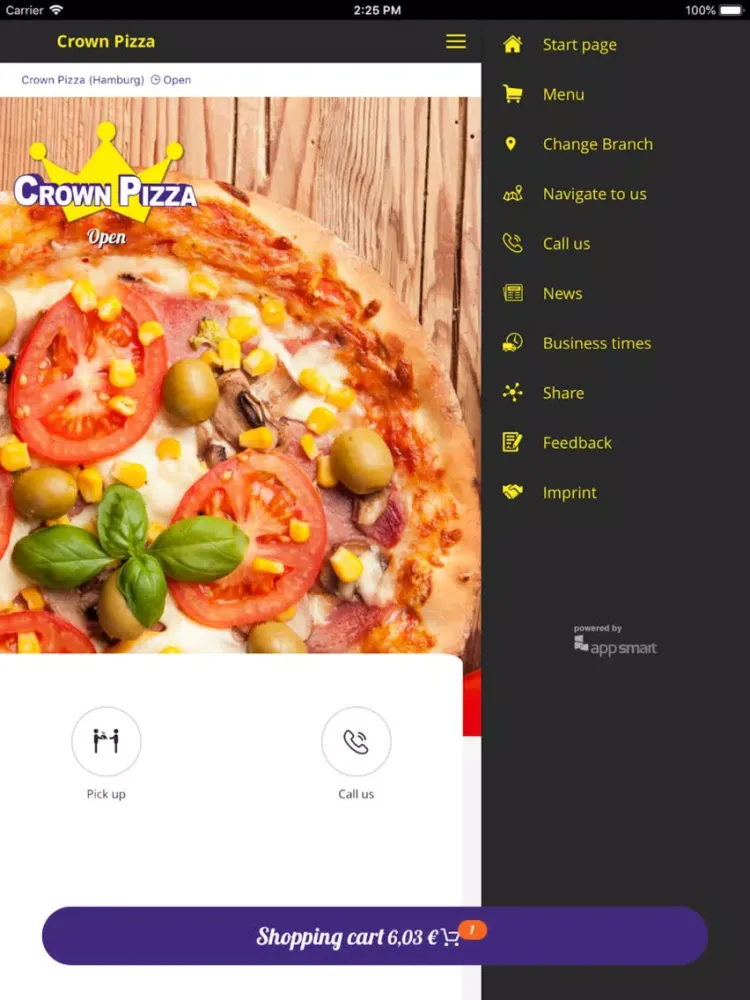 Tangkapan skrin Crown Pizza iPad 