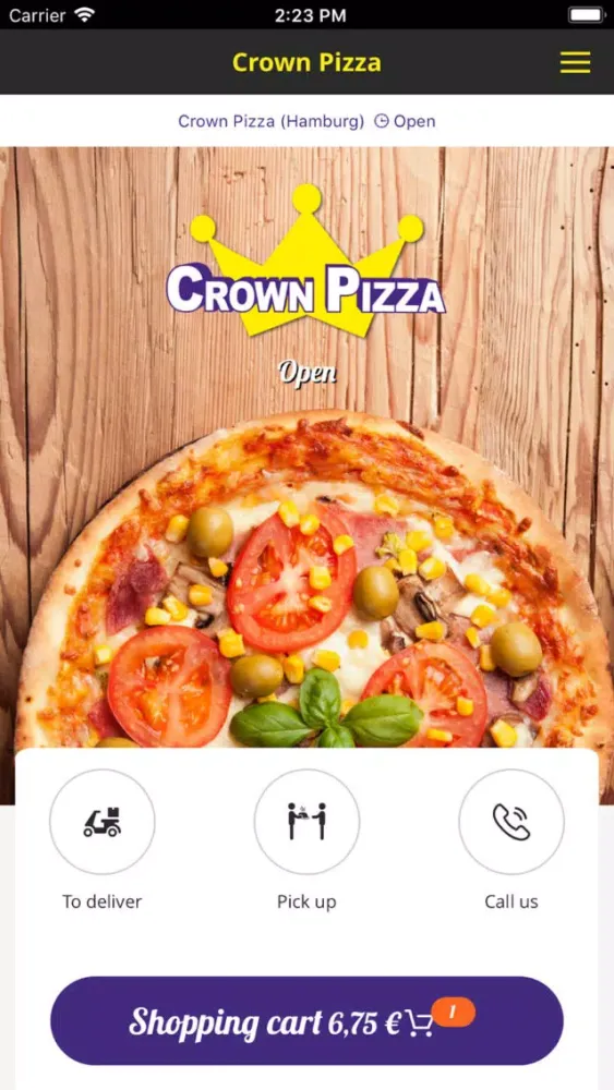 Tangkapan skrin Crown Pizza