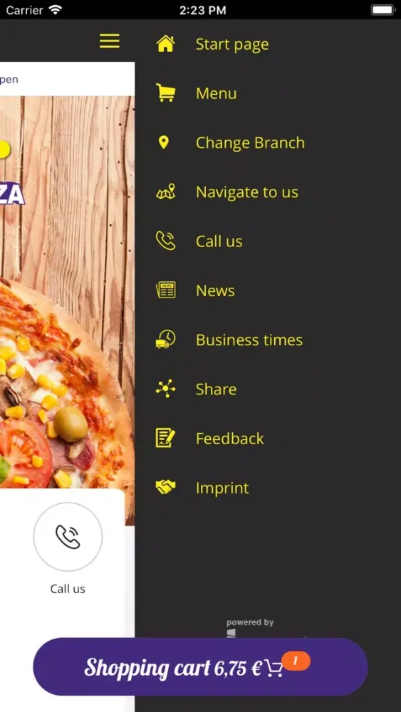 Tangkapan skrin Crown Pizza