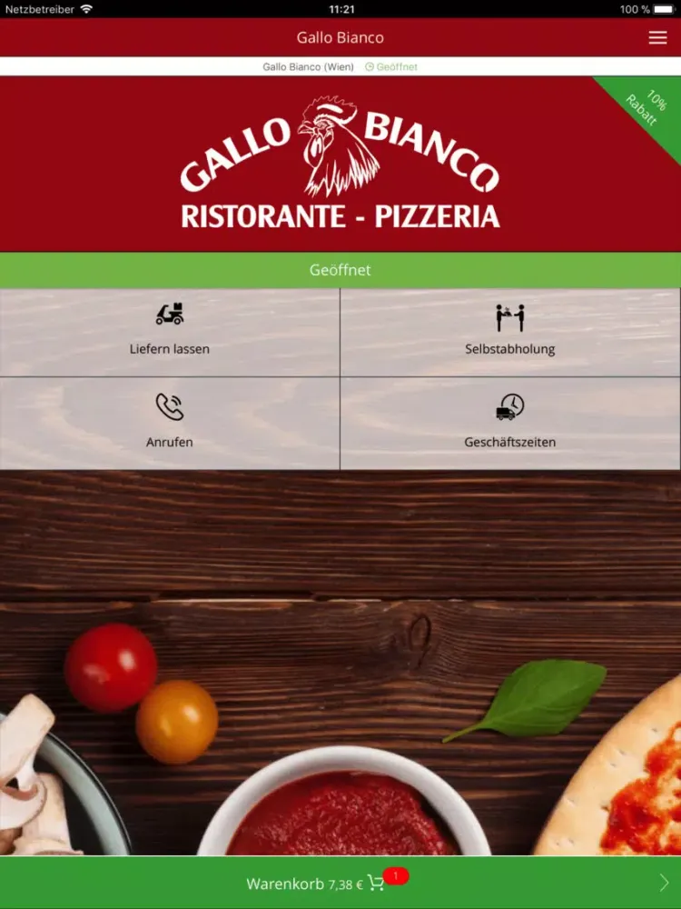 Tangkapan layar Gallo Bianco iPad 
