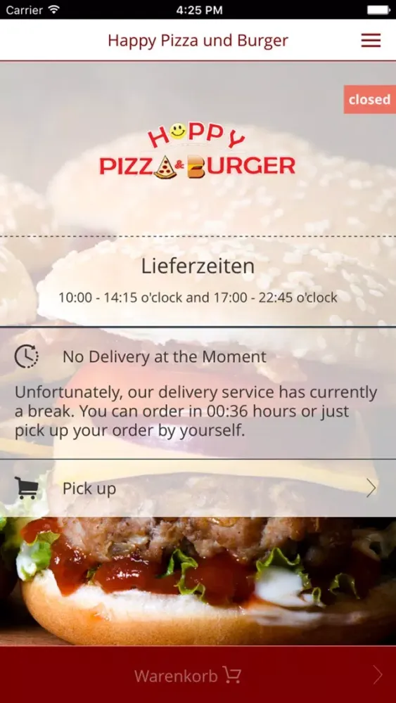 Ảnh chụp màn hình của Happy Pizza und Burger