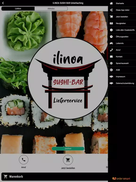 Zrzuty ekranu ILINOA SUSHI BAR Unterhaching iPad 