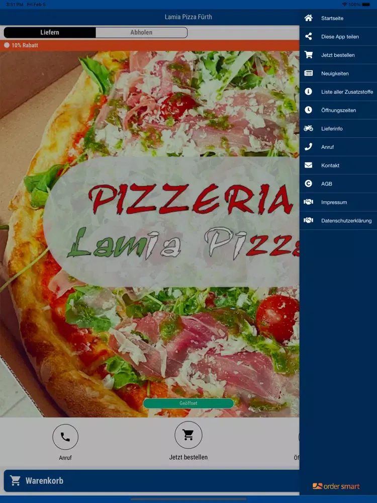 Zrzuty ekranu Lamia Pizza Fürth iPad 