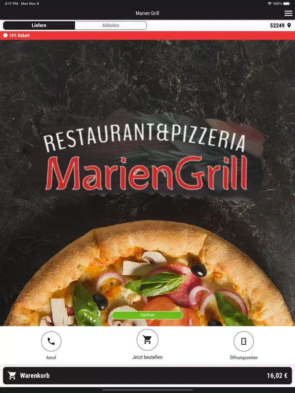 Tangkapan skrin Marien Grill iPad 