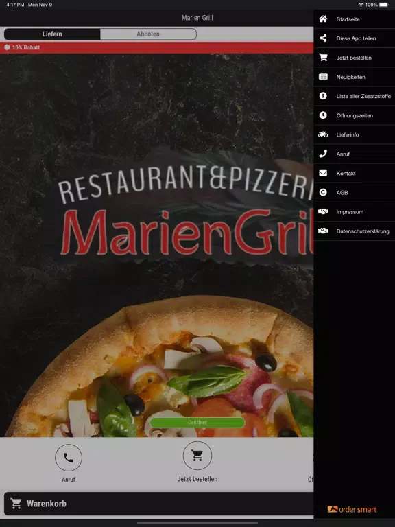 Tangkapan skrin Marien Grill iPad 
