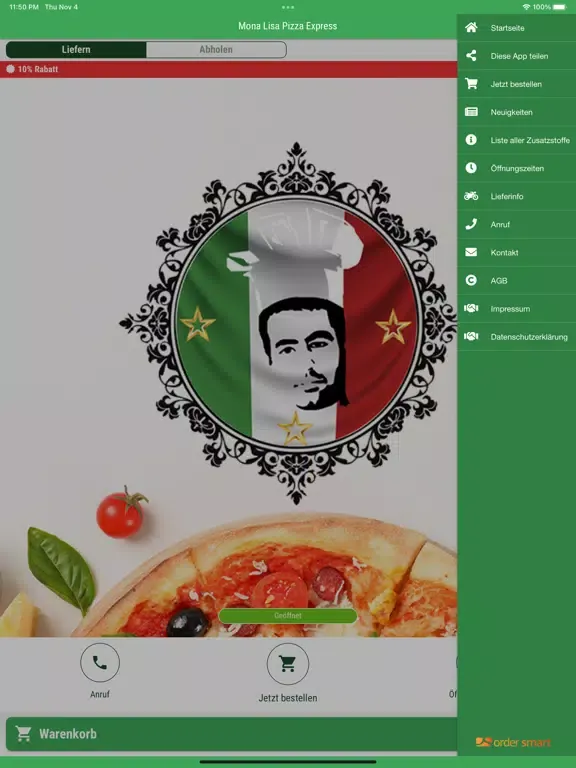 Mona Lisa Pizza Express iPad  स्क्रीनशॉट