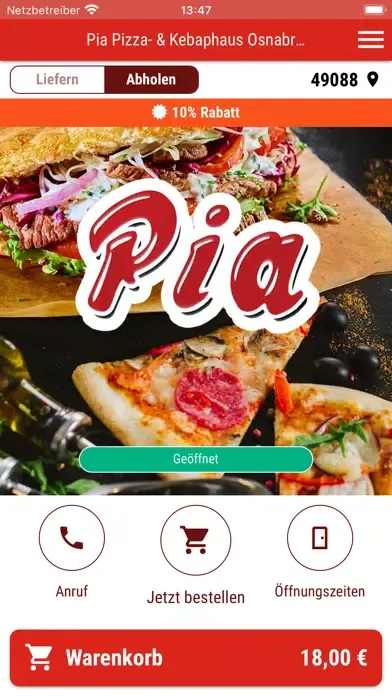 Zrzuty ekranu Pia Pizza und Kebaphaus