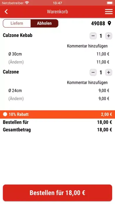 Zrzuty ekranu Pia Pizza und Kebaphaus
