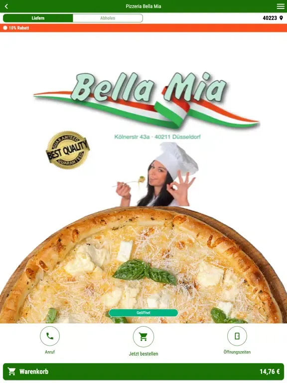 Tangkapan skrin Pizzeria Bella Mia iPad 