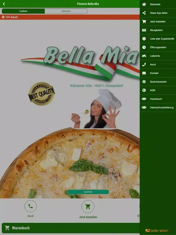 Tangkapan skrin Pizzeria Bella Mia iPad 