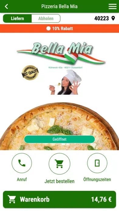 Tangkapan skrin Pizzeria Bella Mia