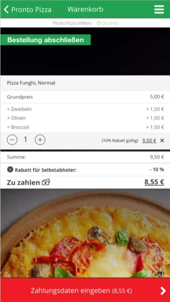 Pronto Pizza Witten スクリーンショット