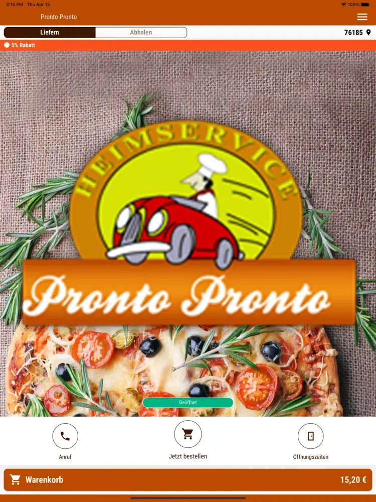 Pronto Pronto Lieferservice iPad  スクリーンショット