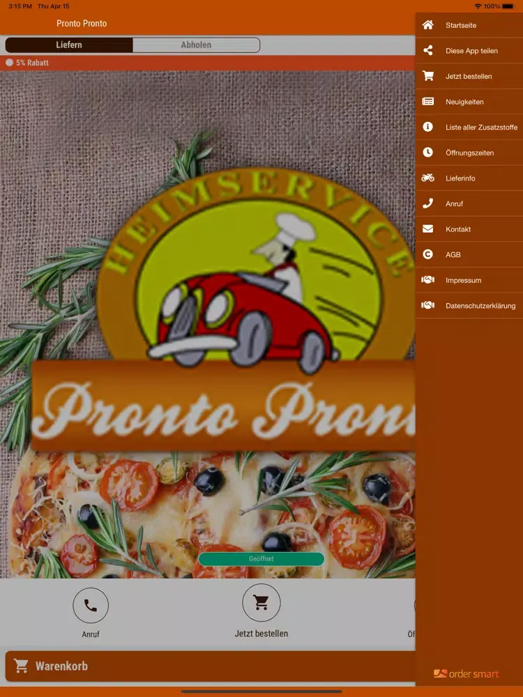 Pronto Pronto Lieferservice iPad  スクリーンショット