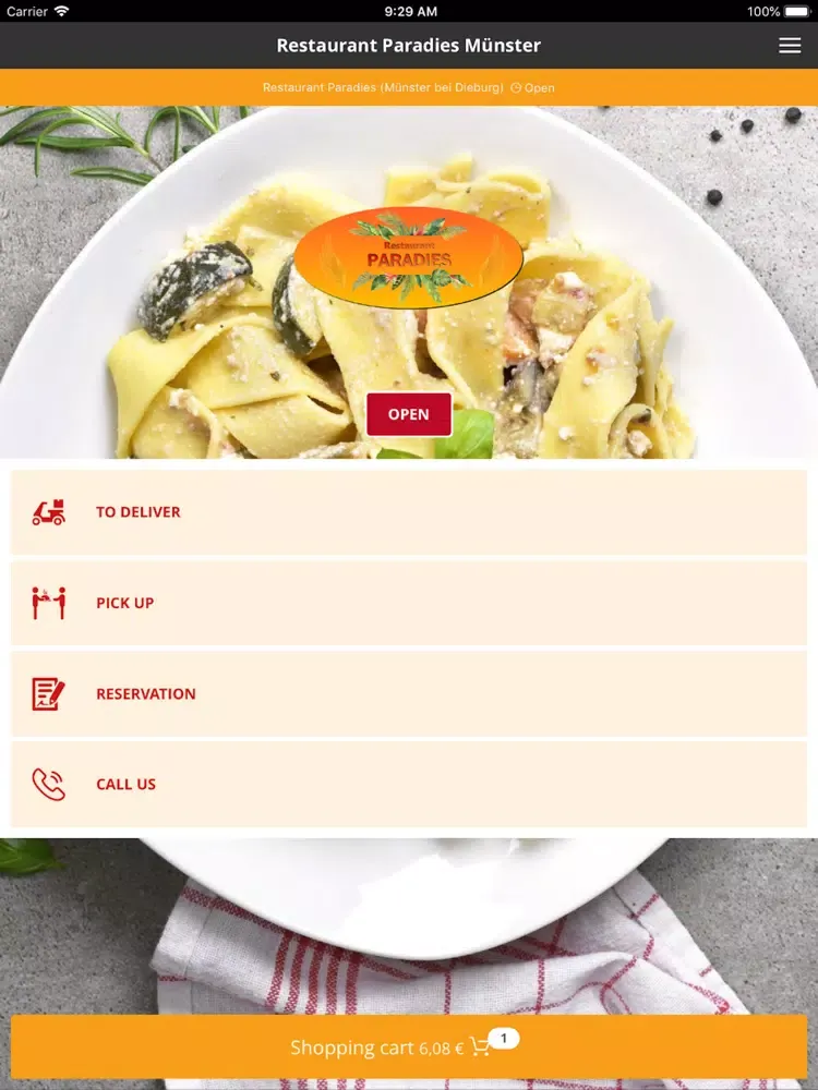 Tangkapan layar Restaurant Paradies Münster iPad 