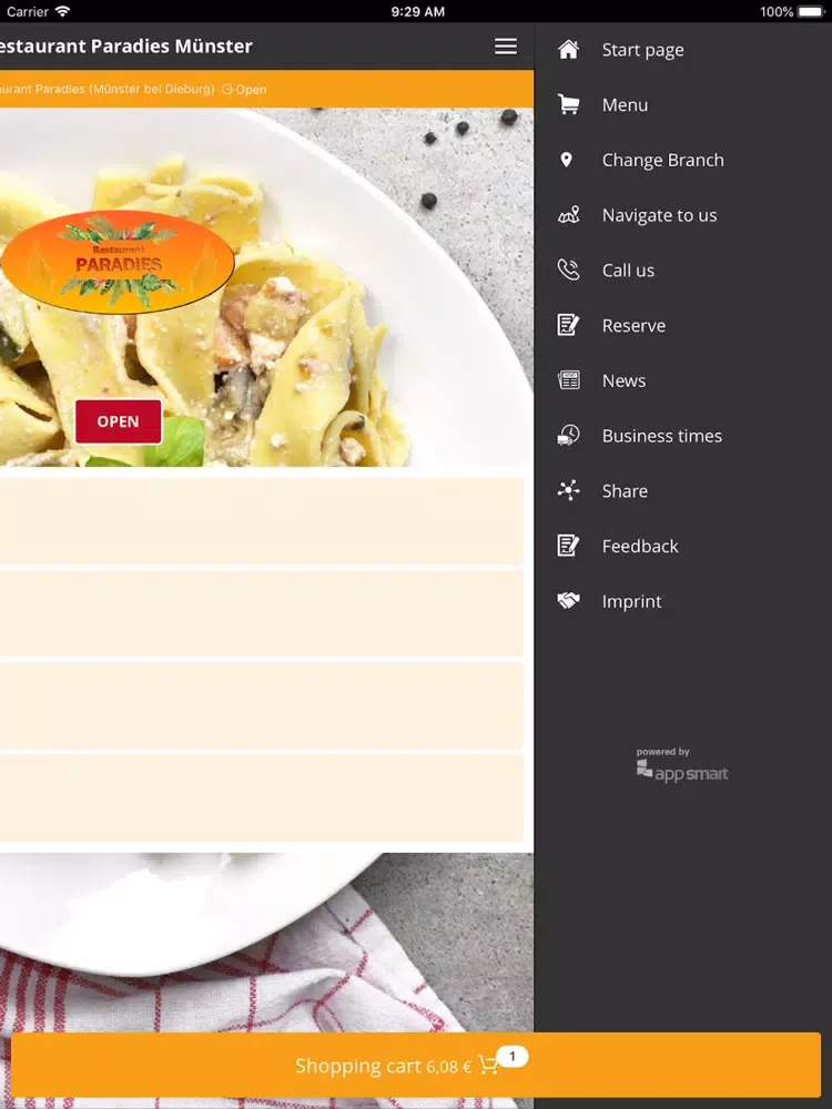 Tangkapan layar Restaurant Paradies Münster iPad 