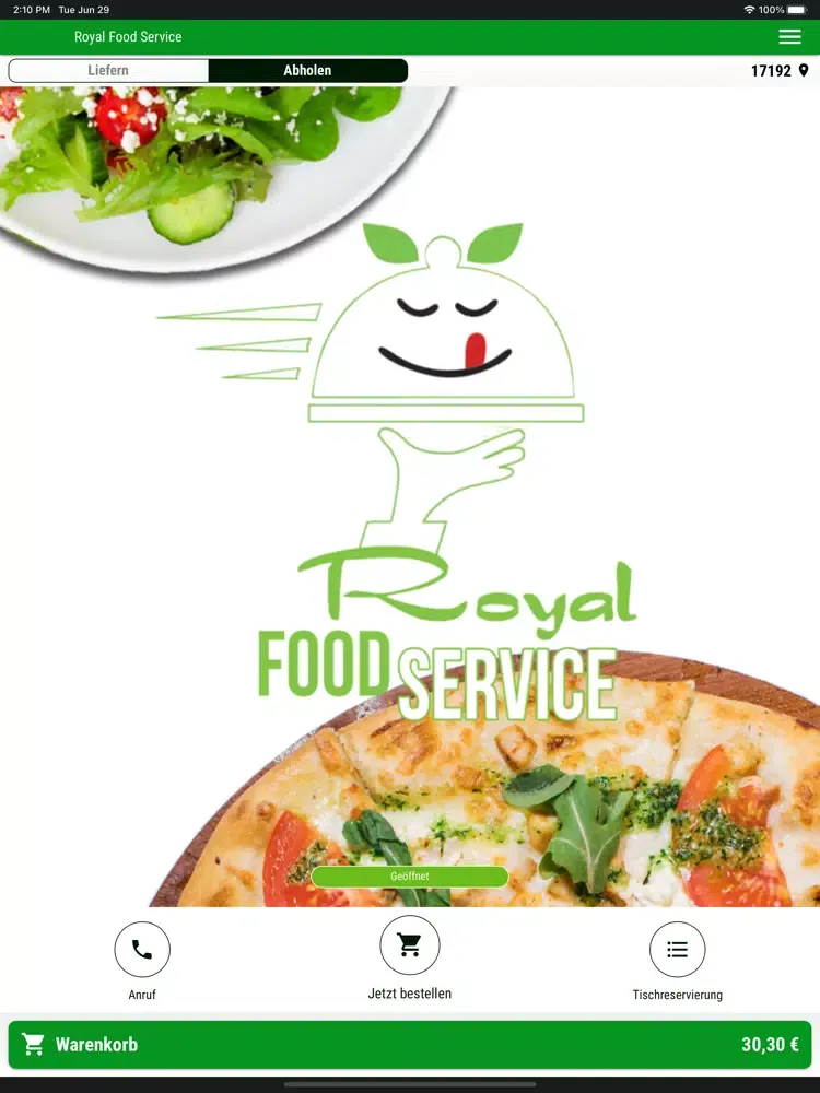 Capturas de tela do Royal Food Service iPad 