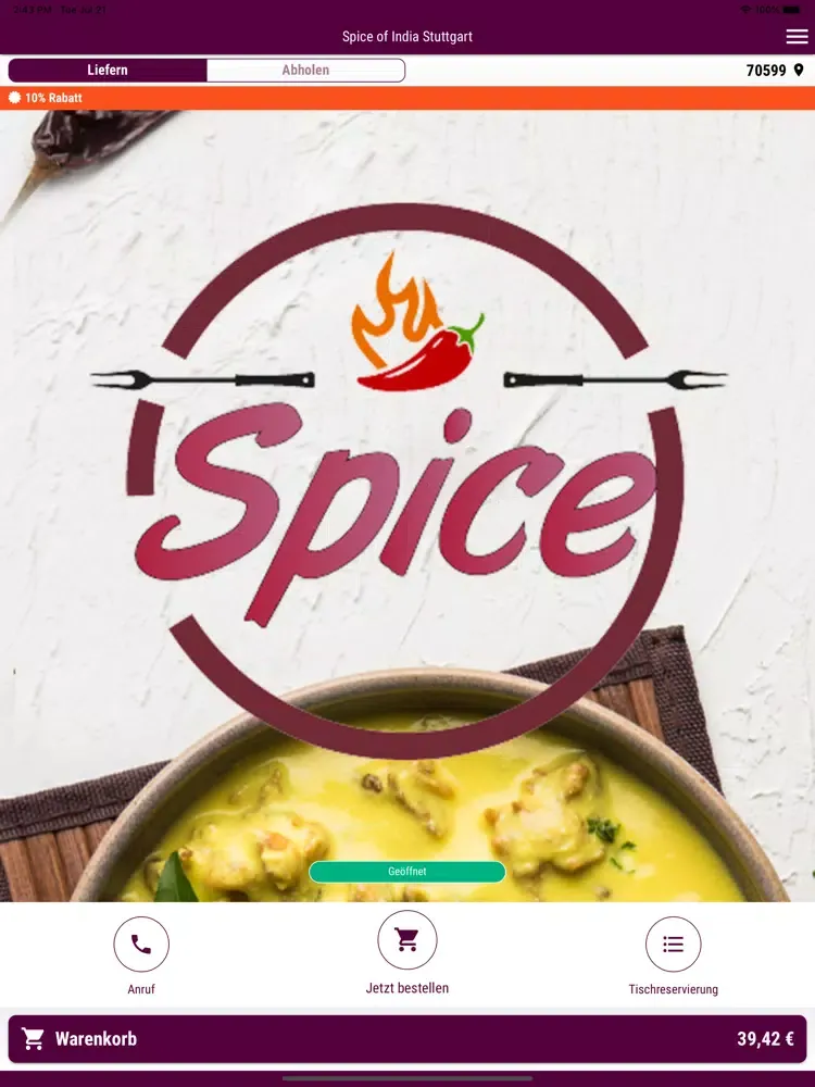 Spice of India Stuttgart iPad 应用截图