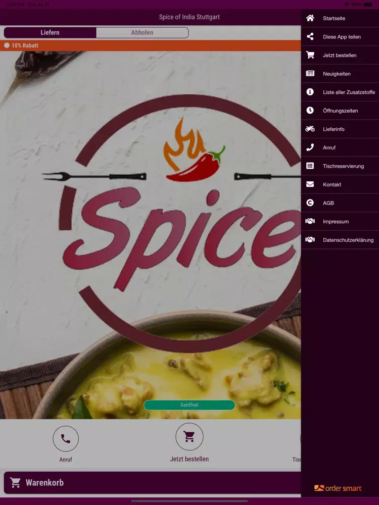Spice of India Stuttgart iPad 应用截图
