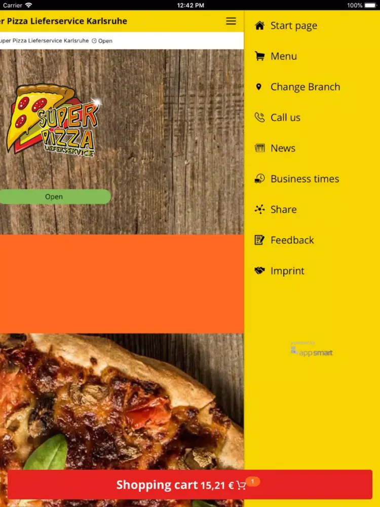 Tangkapan skrin Super Pizza Karlsruhe iPad 