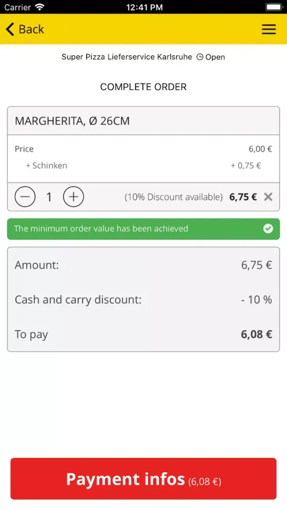 Tangkapan skrin Super Pizza Karlsruhe