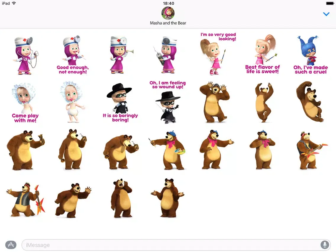 ภาพหน้าจอของ Masha and the Bear: stickers for iMessage iPad 