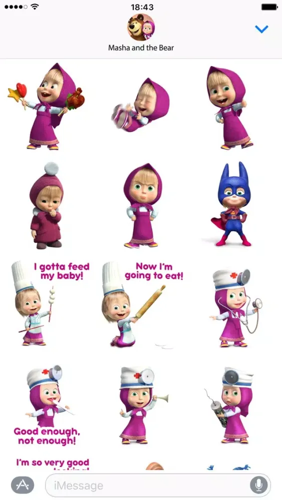 ภาพหน้าจอของ Masha and the Bear: stickers for iMessage