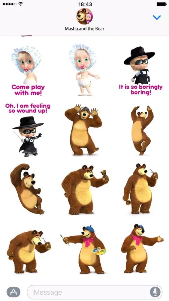 ภาพหน้าจอของ Masha and the Bear: stickers for iMessage