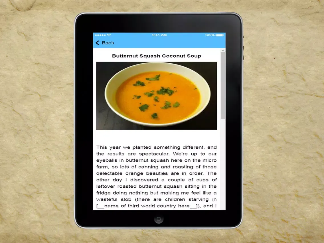 Butternut Squash Recipes - Soup in Thai Curry Paste iPad 應用截圖