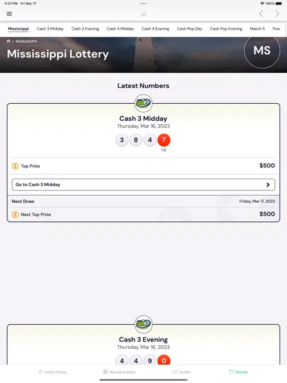Mississippi Lottery iPad  স্ক্রিনশট