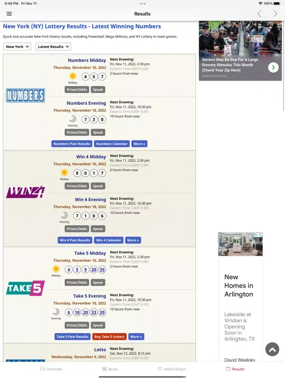 NY Lottery Results & Forecast iPad 应用截图