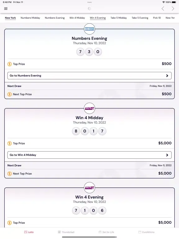 NY Lottery Results & Forecast iPad 应用截图