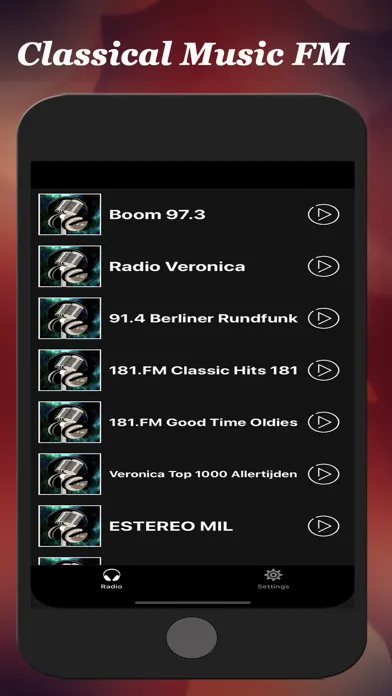 Capturas de tela do Classical Music FM