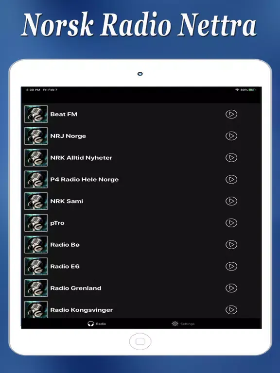 Norsk Radio Nettra iPad  Screenshots