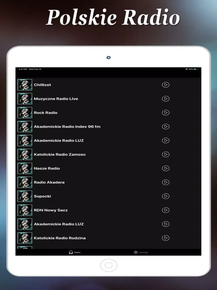 Tangkapan skrin Polskie Radio+ iPad 