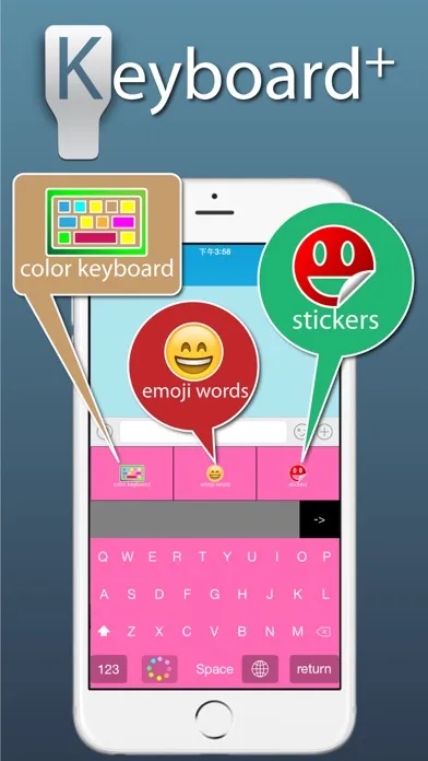 Capturas de pantalla de Keyboard+ iOS8 -Color Stickers Keyboards, Emoji Words Maker